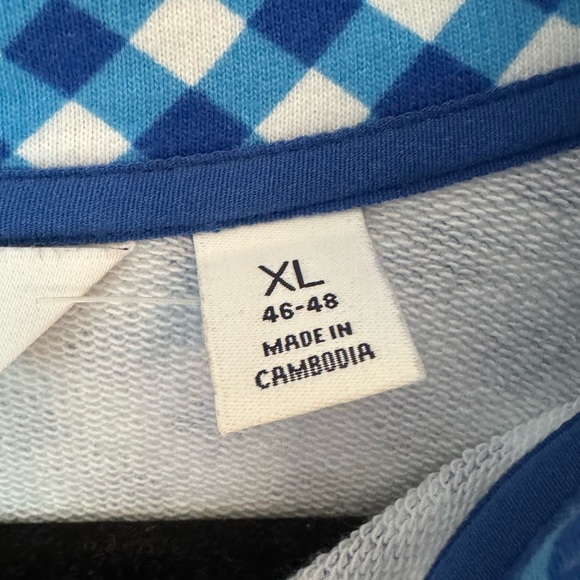 Draper James X Lands End Men’s 1/4 Snap Blue Gingham Coastal Pullover Size XL - Picture 6 of 7